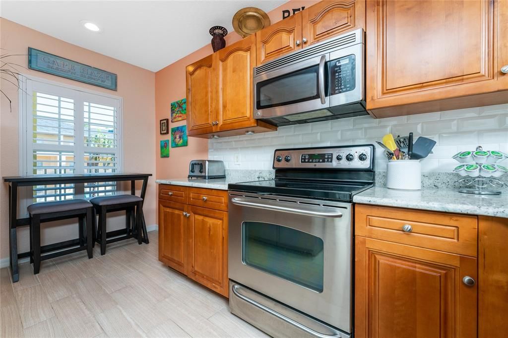 Wood cabinetry throughout