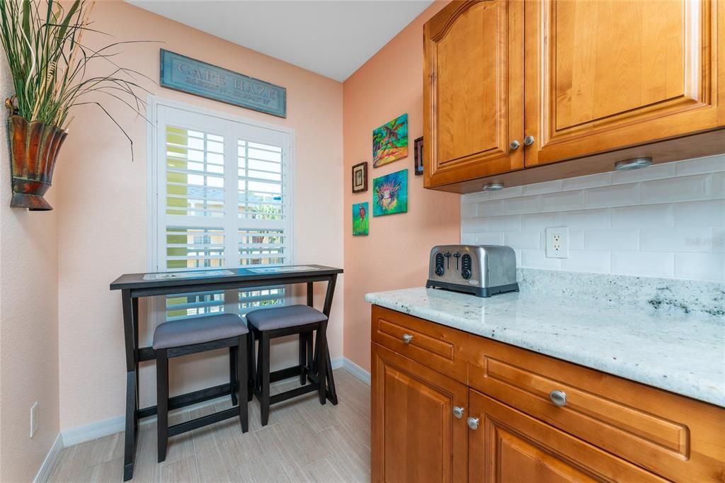 Plantation shutters in kitchen and bedrooms