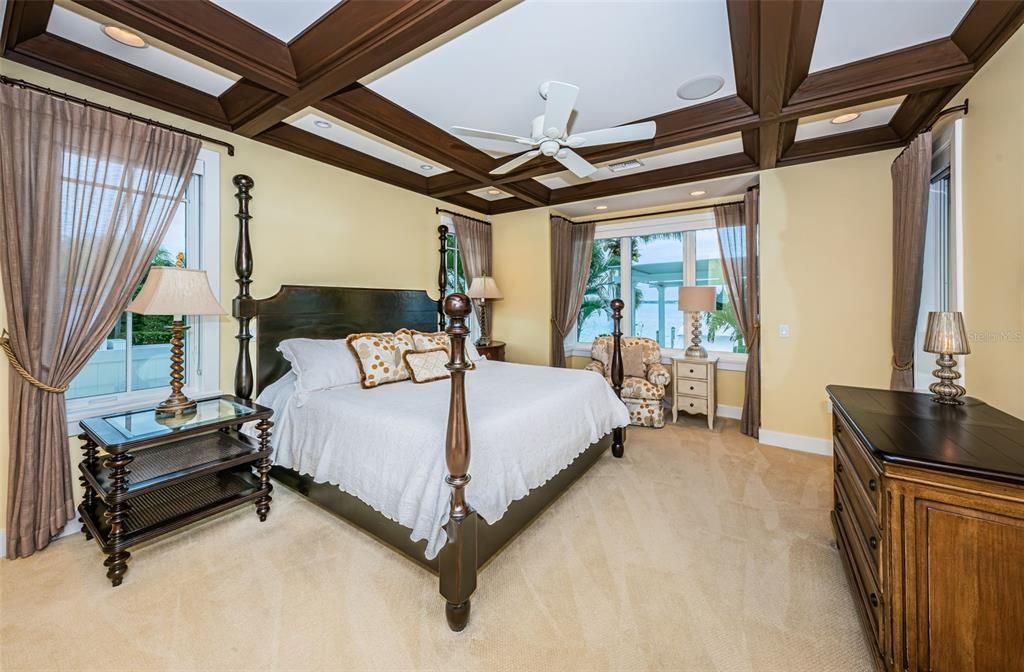 Primary Bedroom Suite w custom Coffered Ceilings!