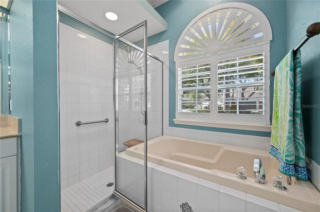 Spacious shower in primary bathroom