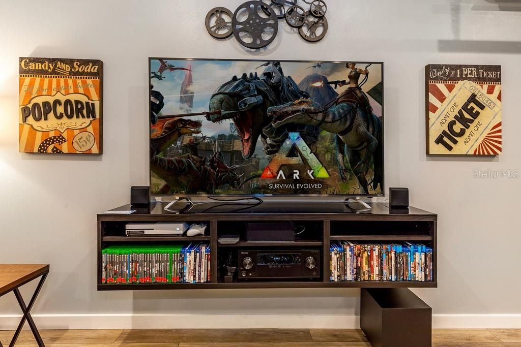 Game room TV with games and movies