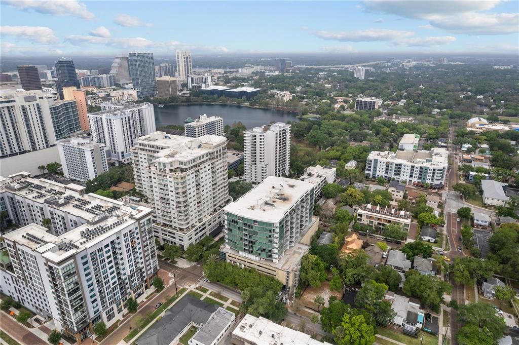 Downtown Orlando and Lake Eola aerial