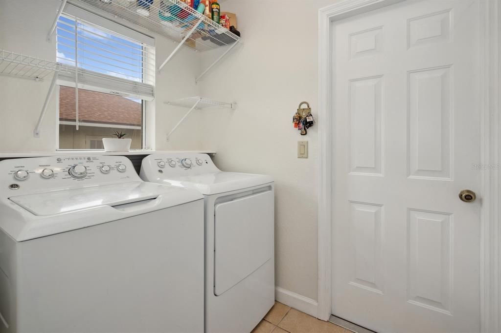 Laundry room is located between Kitchen & Garage