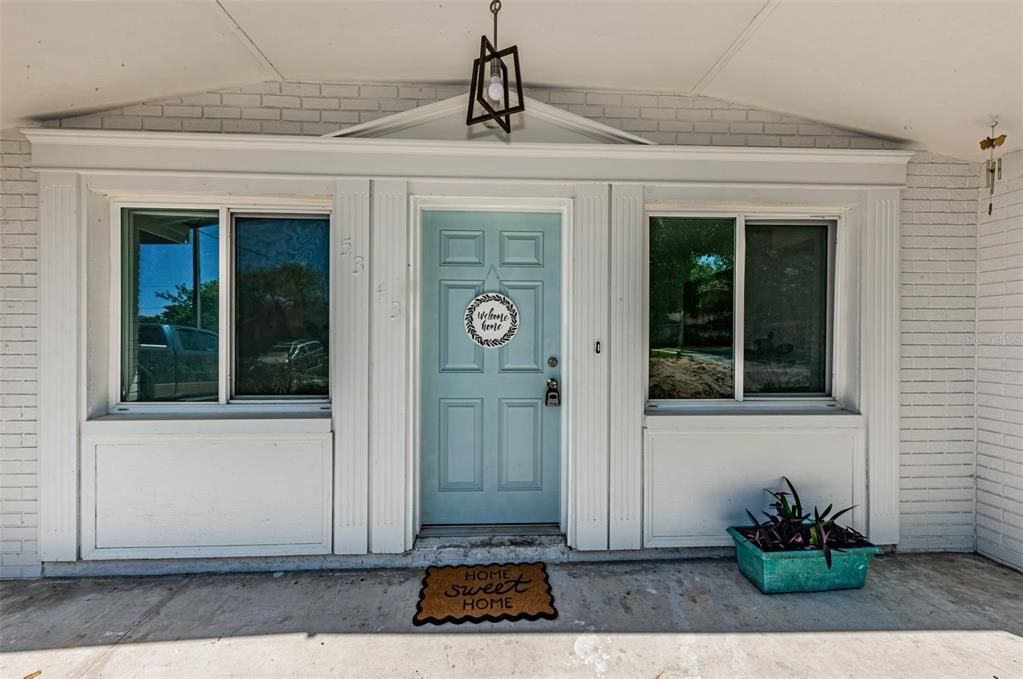 FRONT DOOR AND COVERED PORCH ENTRY