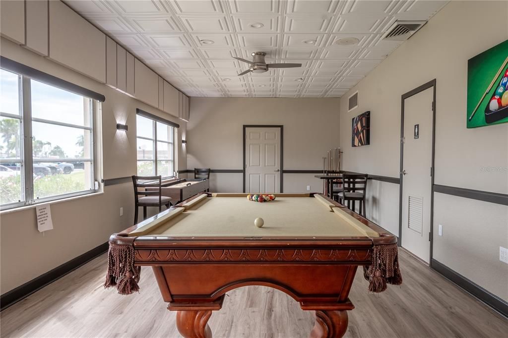 Pool room at the clubhouse.