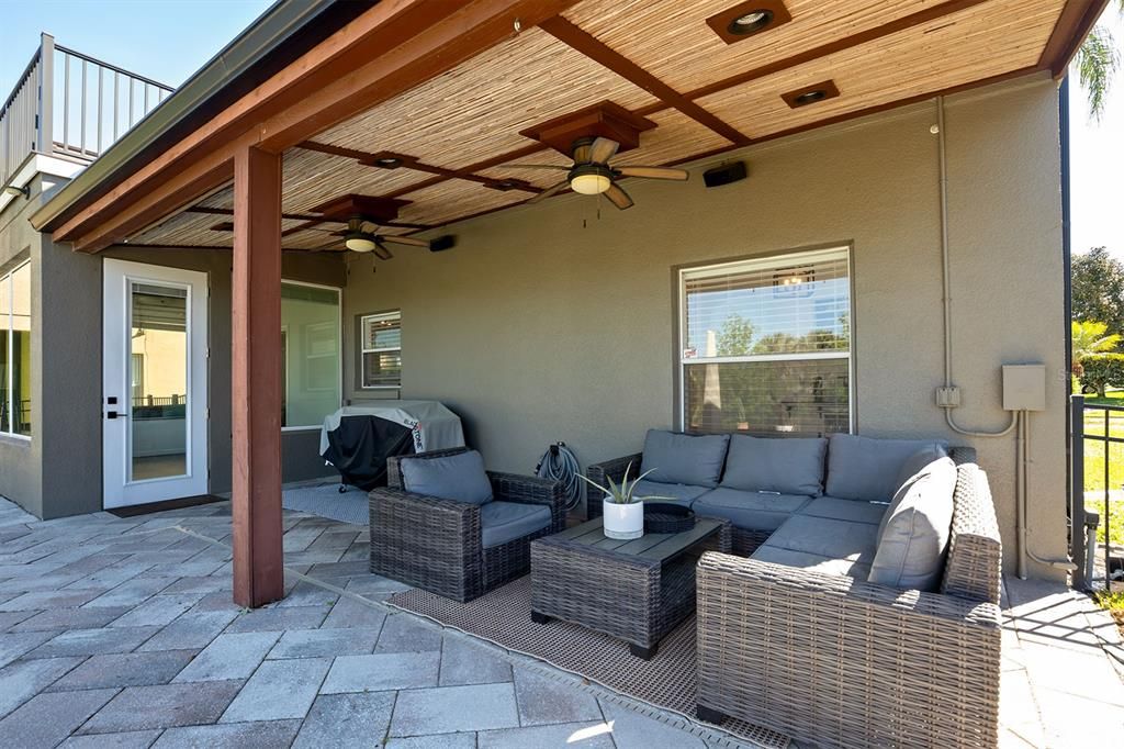 Covered Lanai with Bamboo Ceiling and Pavers