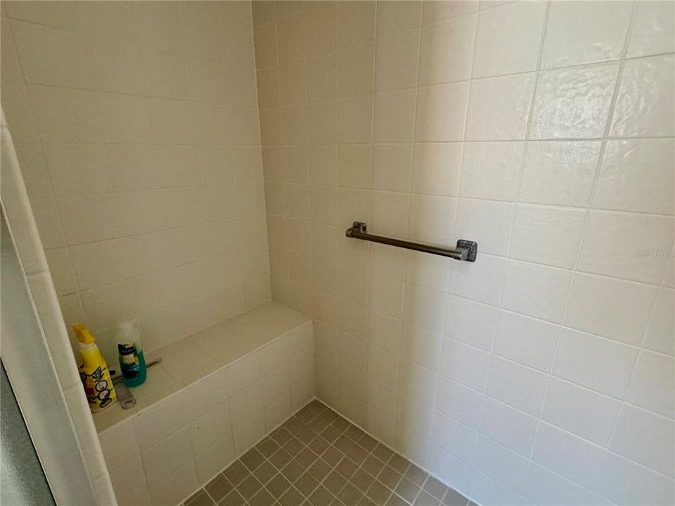 Built in shower seat all tile walls