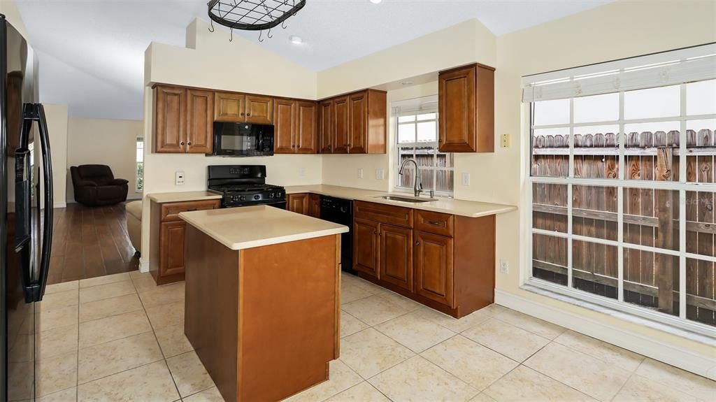 Remodeled Kitchen, View #1! Renovated NEW KITCHEN with an Island Counter and New GAS STOVE and Appliances Will save you money, as you will be wanting to Eat in Every night!