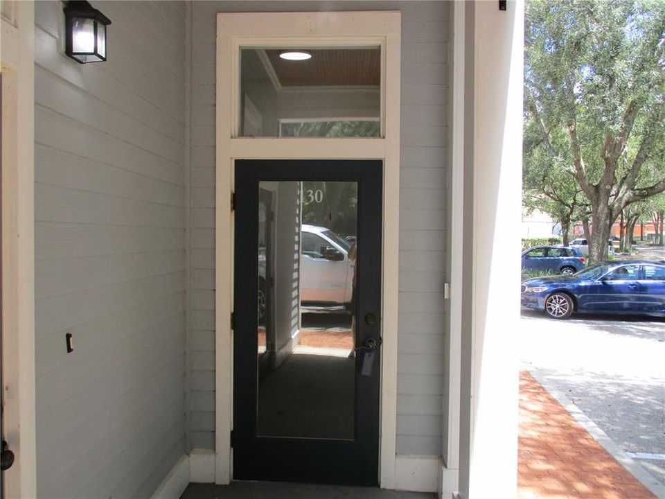 Covered entry to office