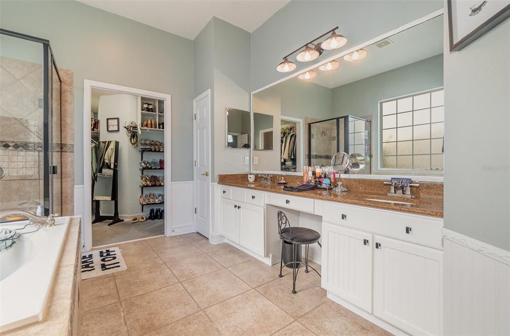 Primary bathroom with large walk in closet (located on the first floor)