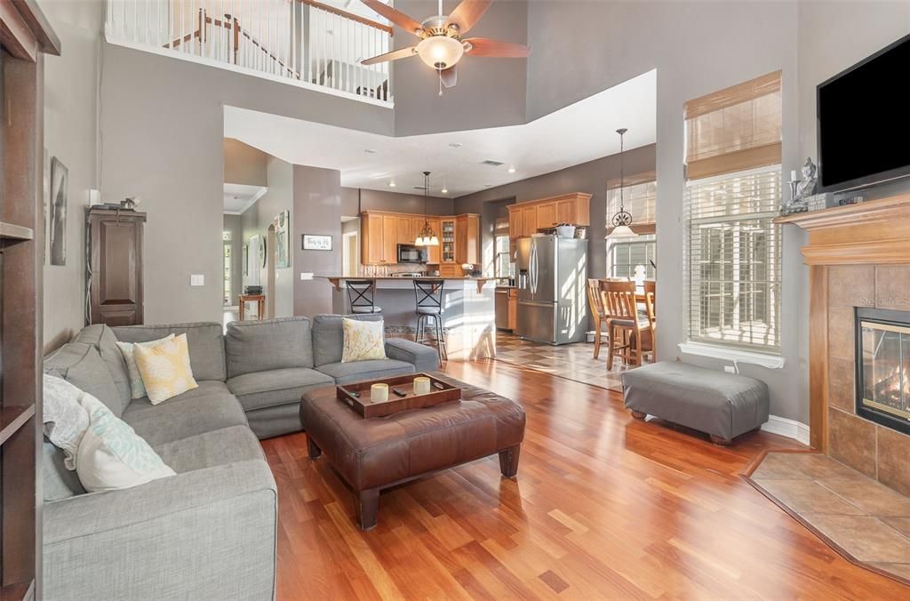 Family Room with wood burning fireplace