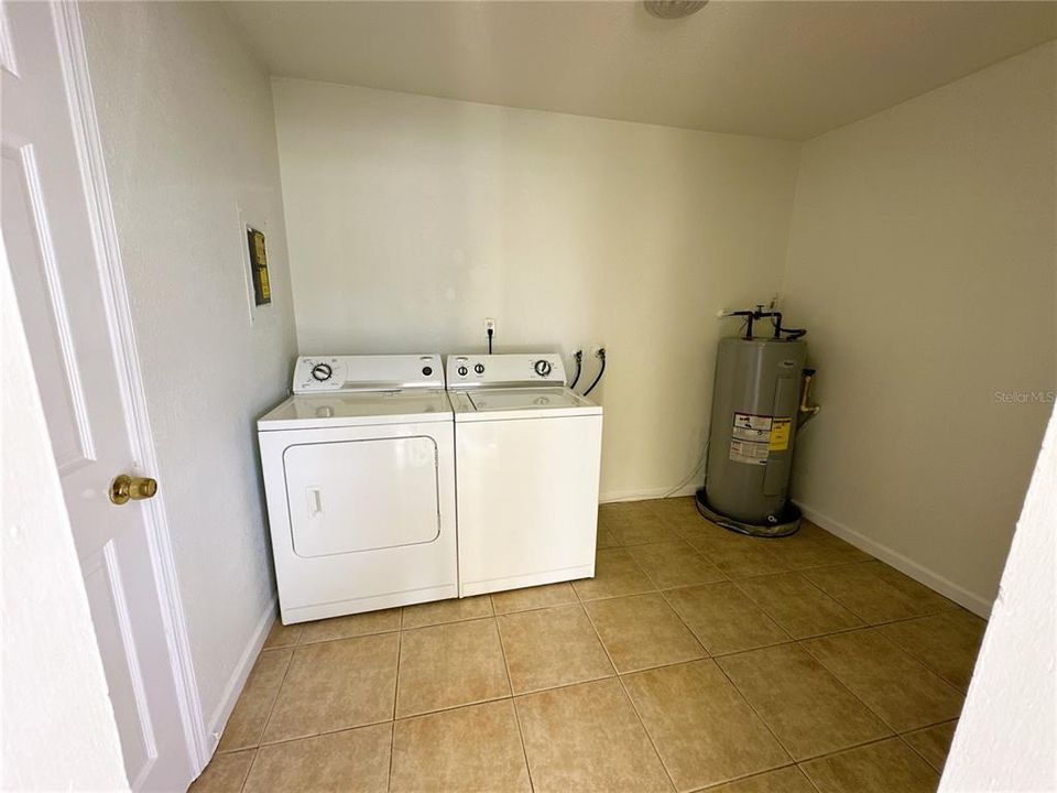 laundry room - washer, dryer, water heater