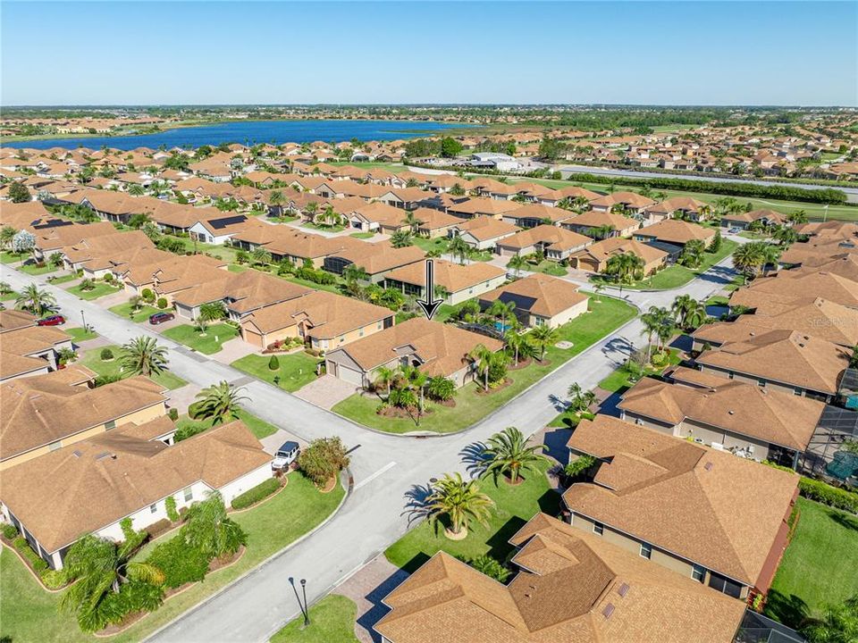 Drone view of neighborhood