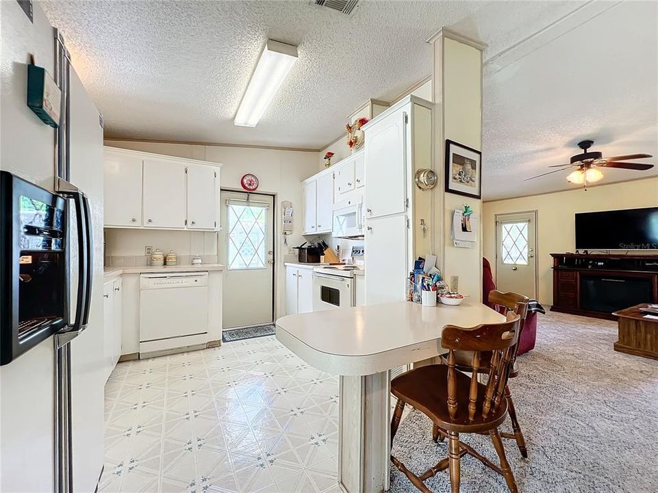 Ample cabinet space in kitchen.