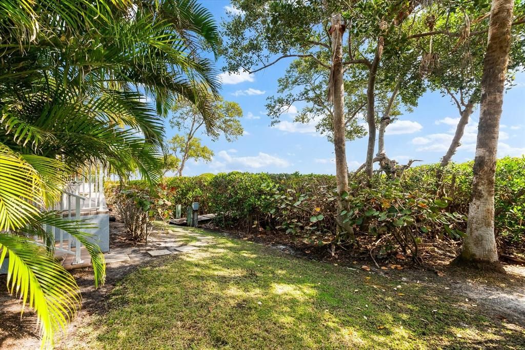 Walk way to dock from pool