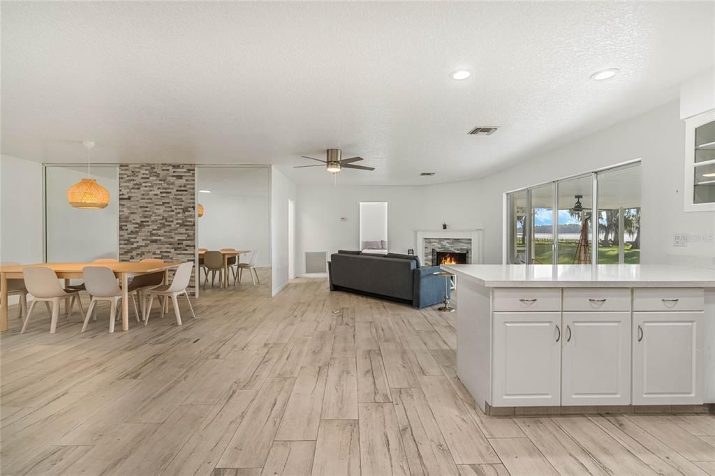 View of dining room from kitchen