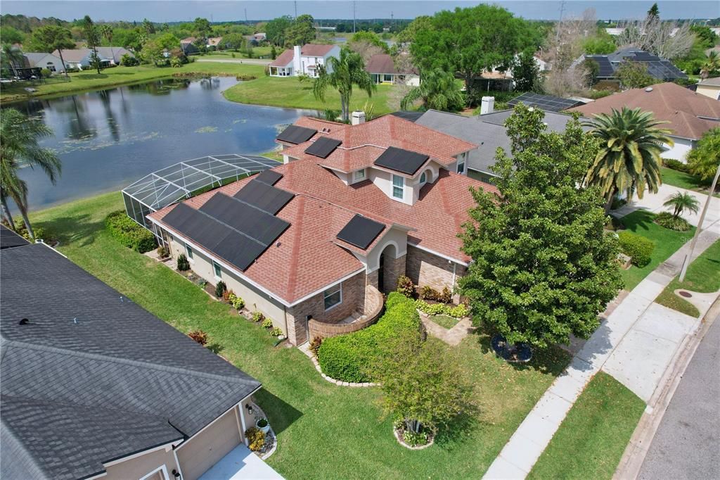 Aerial view of 2626 showing solar panels