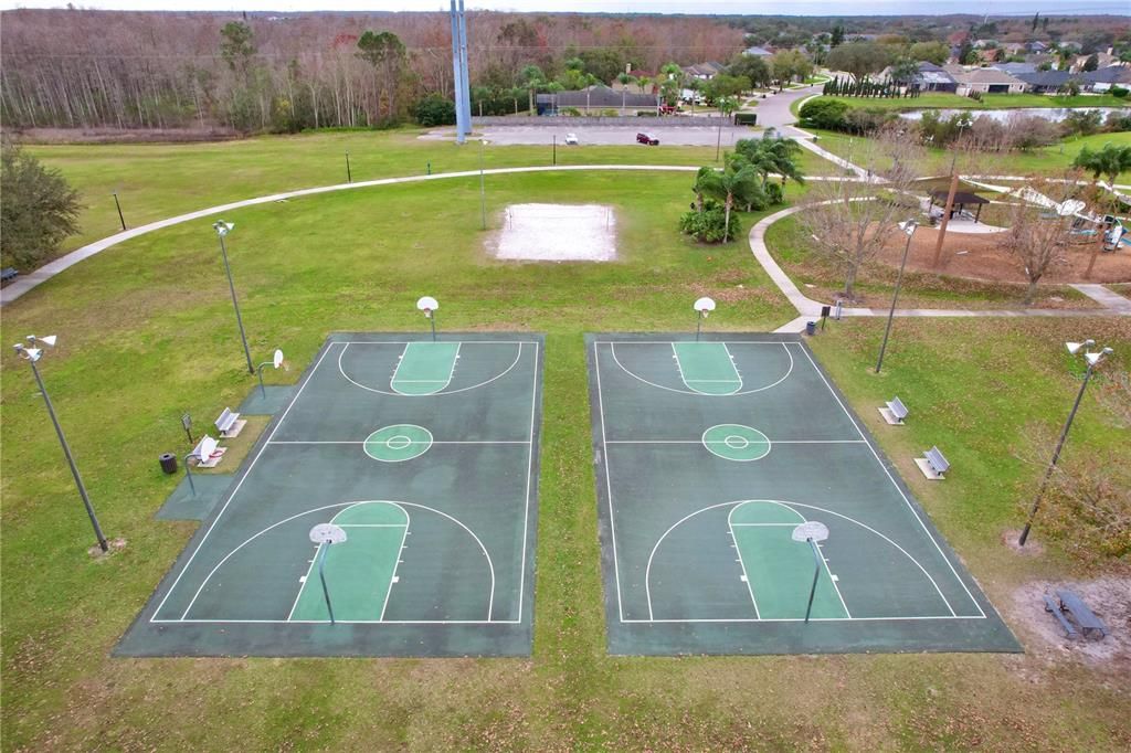 Basketball courts in the park.