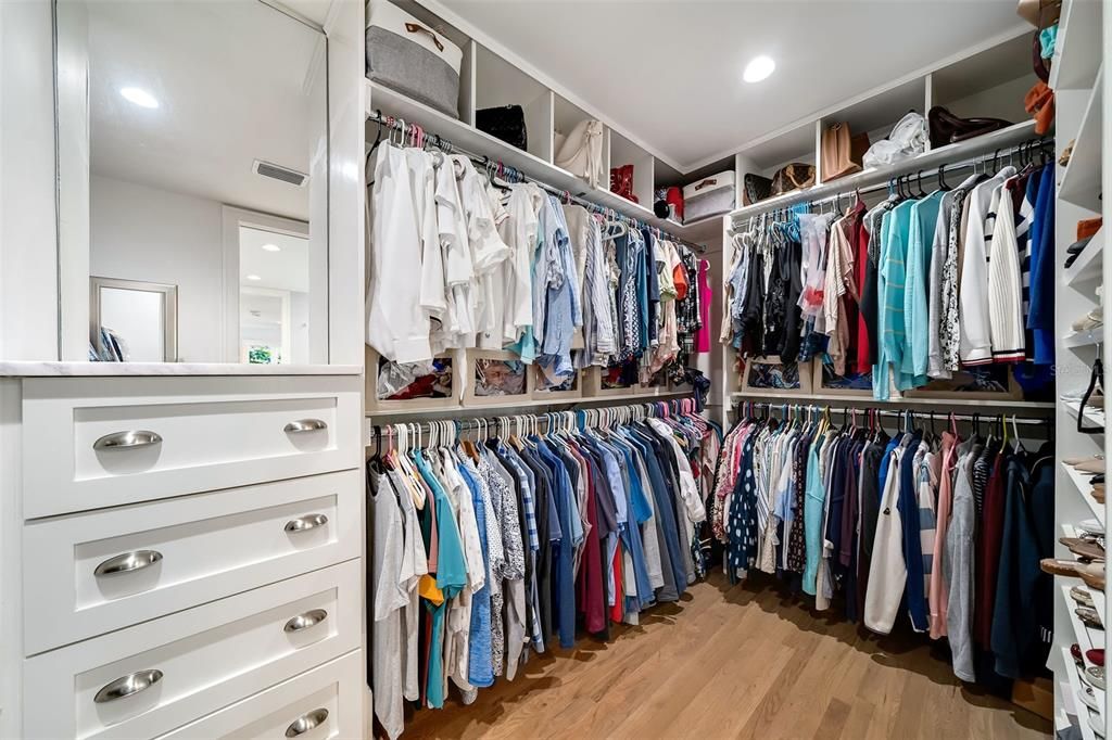 Large walk in closet is in addition to a hall closet in  the primary.