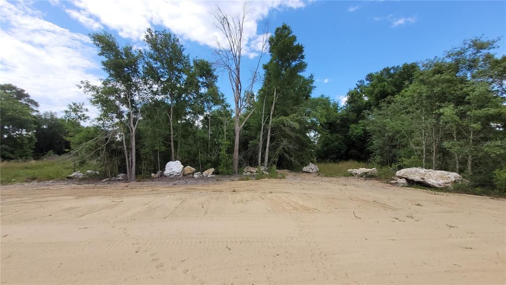 2330 B elevation Lot 2C back yard extends beyond the rocks and trees