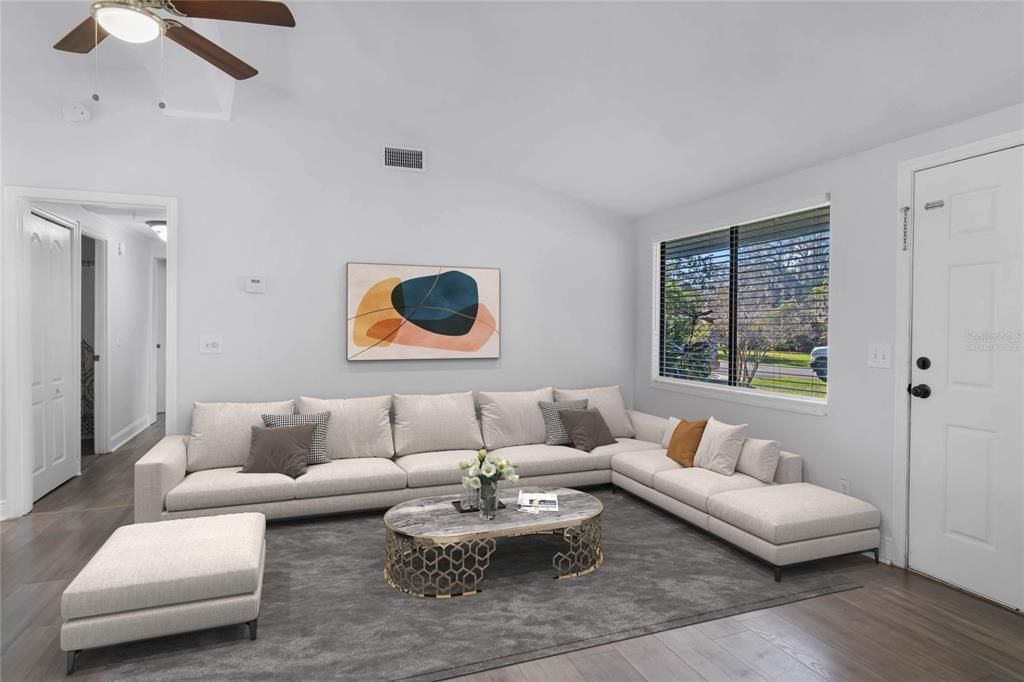 Virtually staged living room