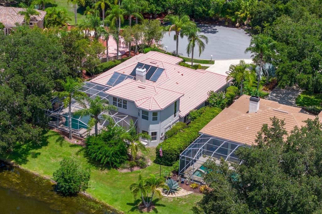 Aerial of rear of home - beautiful architectural design - custom Marc Ruternberg design!