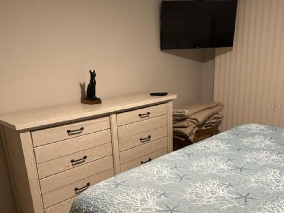 Main bedroom with dresser and tv