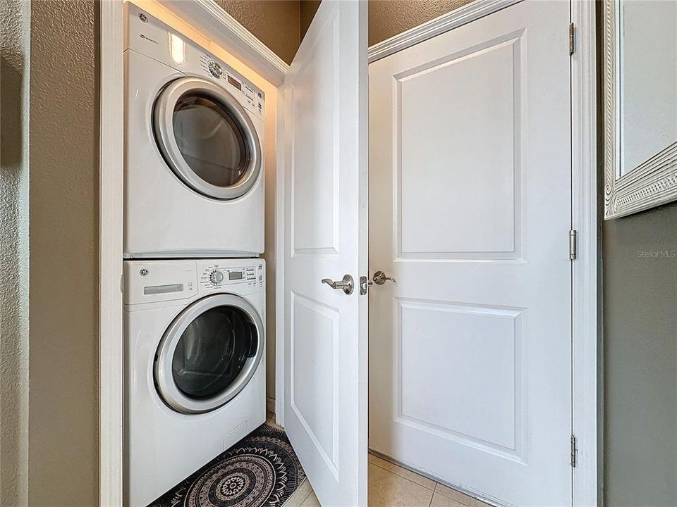 EFFICIENT USE OF SPACE with stackable washer and dryer