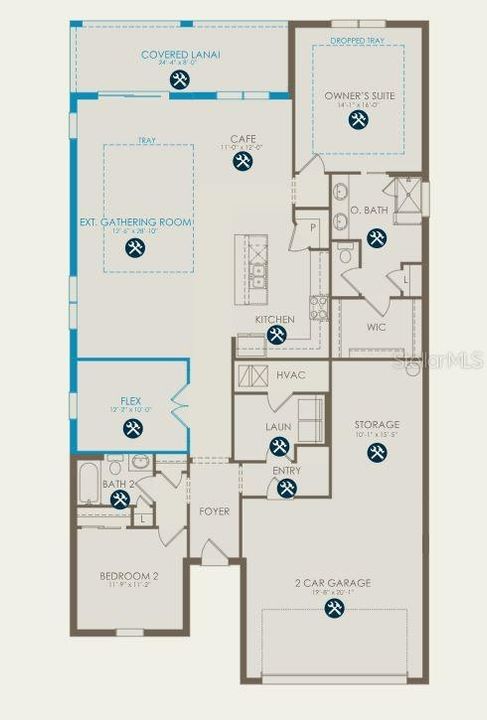 Floor plan with chosen structural  options