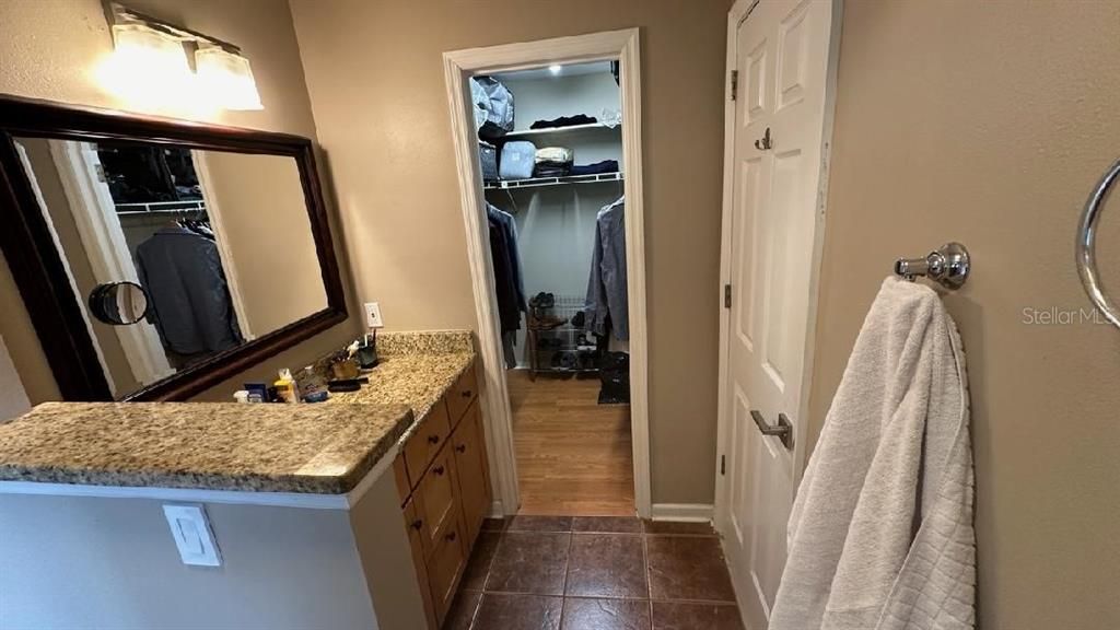 Large Bathroom and walk in closet.