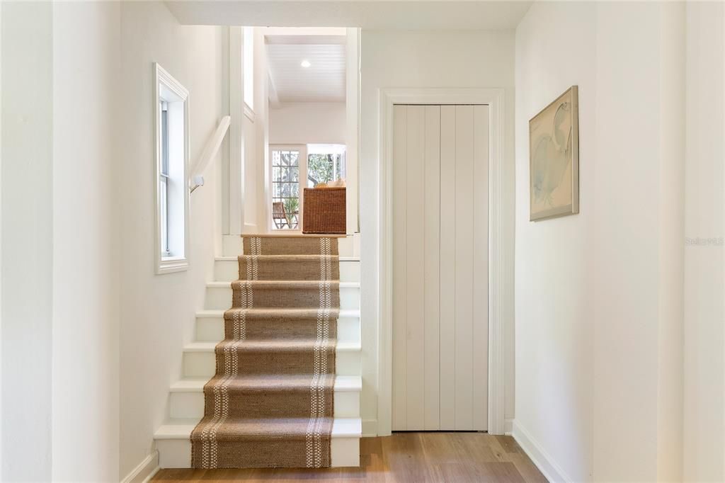 Short stairway down to first floor bedrooms