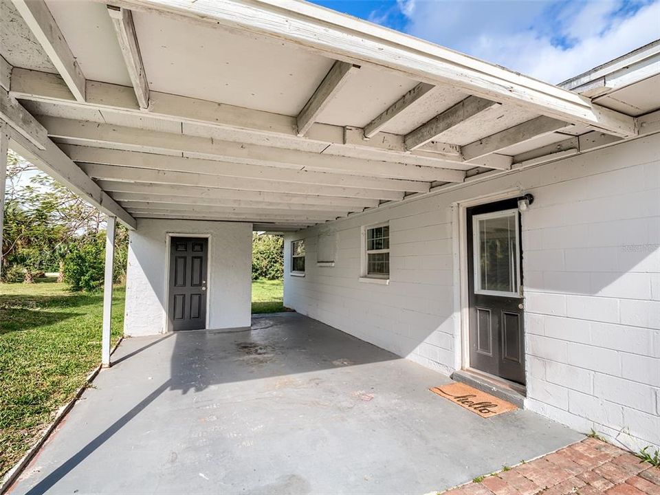 Carport and laundry area