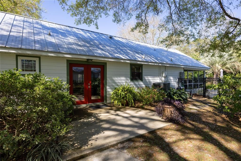 French doors from main home to the back yard