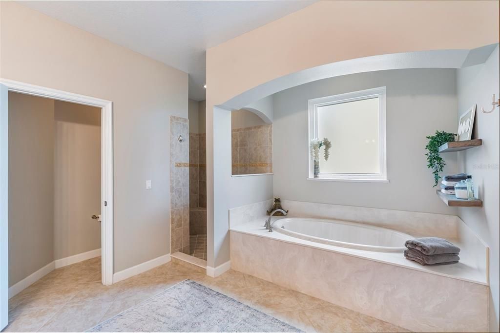Primary Bathroom with Separate Shower and Jetted Tub