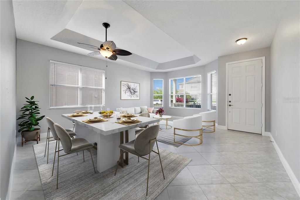 Tile floors run throughout a bright OPEN CONCEPT, with formal and family spaces, an EAT-IN KITCHEN and the fenced backyard and NEW ROOF (NOV 2022) are the cherry on top. Virtually Staged.