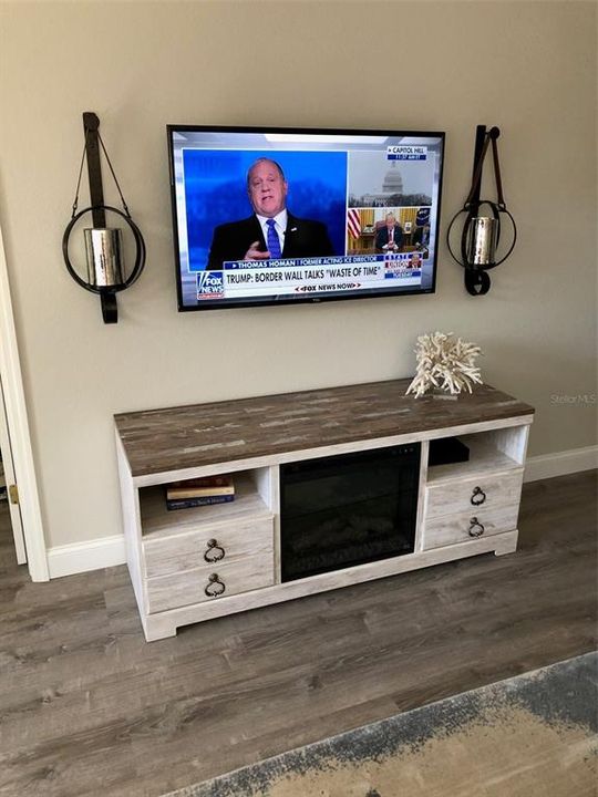 TV and electric fireplace