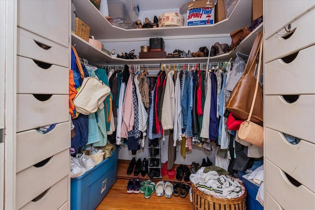 Primary closet with built-in storage