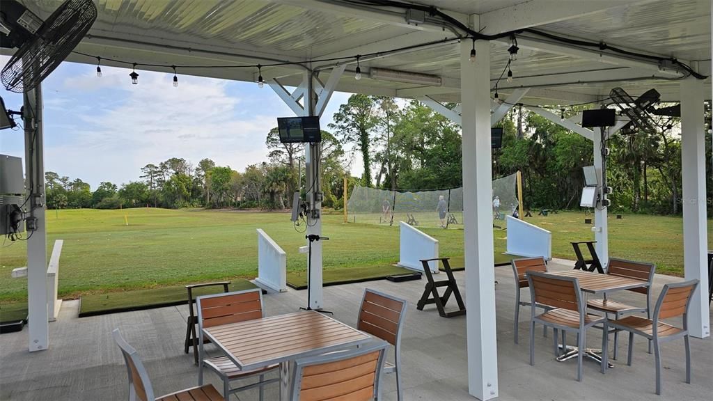 Covered driving range and eating area