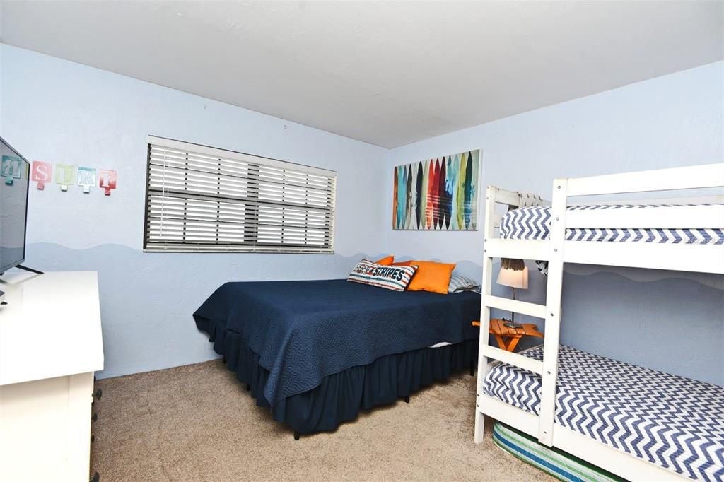 Bedroom 2 with Queen Bed and Bunk beds