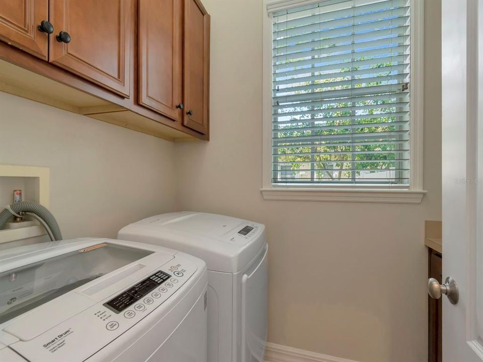 Interior laundry room off the kitchen.