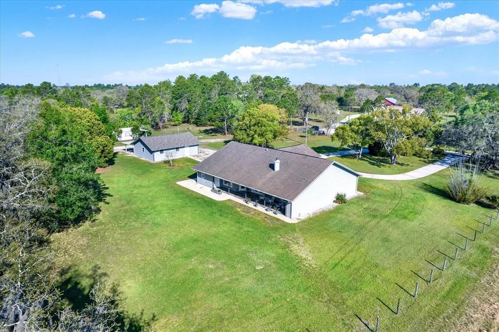 Aerial View - Home and 1,000 SF Building