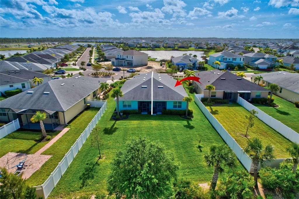 Aerial view of back of home