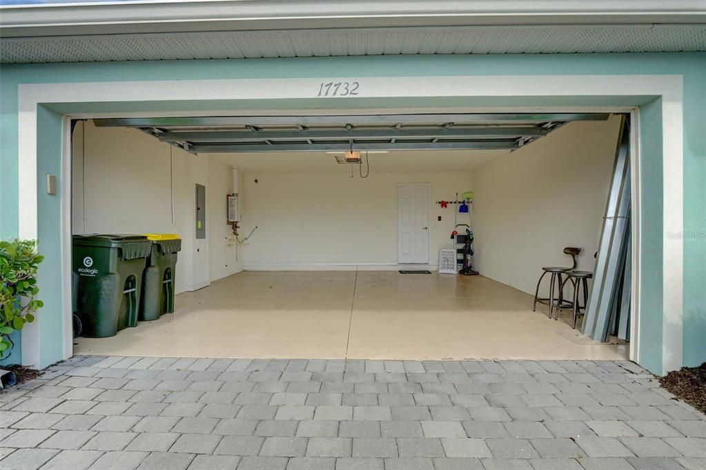 2 car garage with epoxy flooring