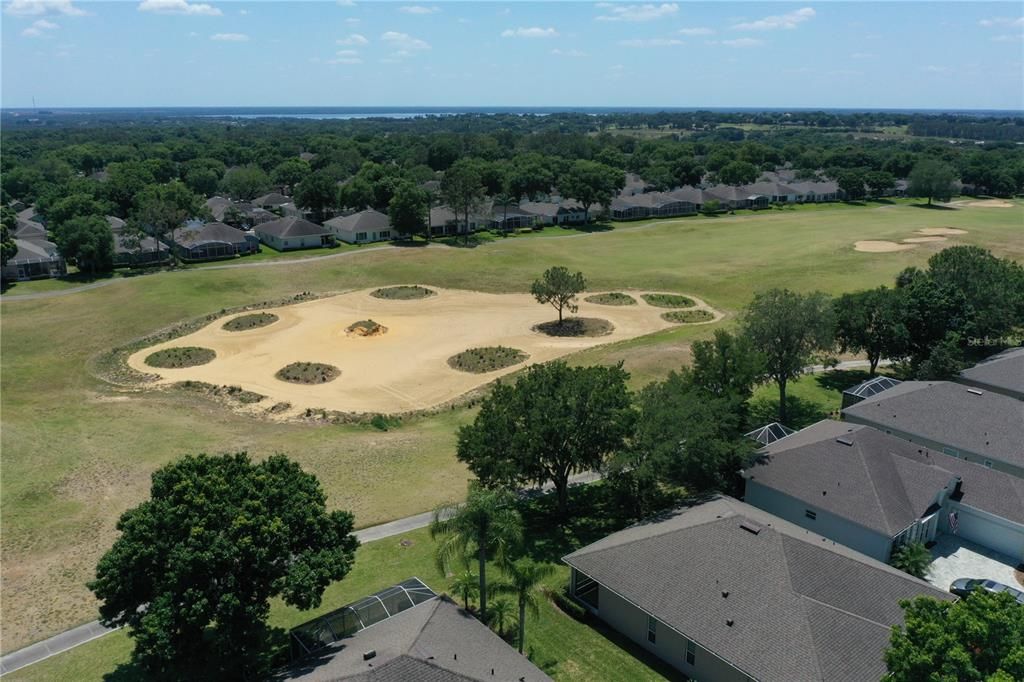 Aerial view of rear golf course