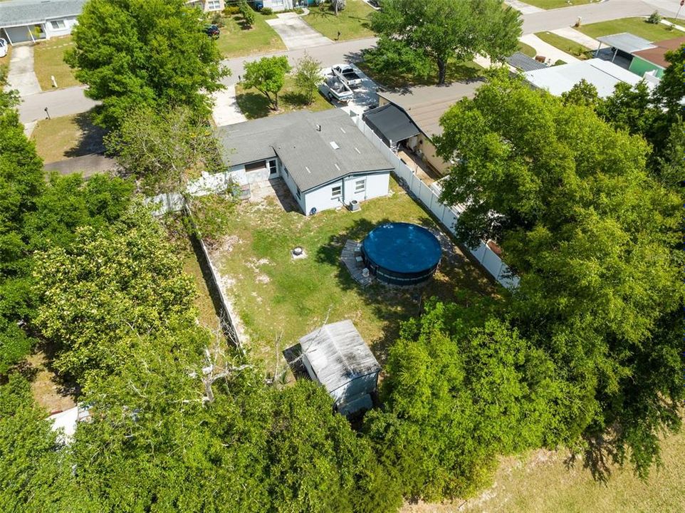 Aerial view of the rear of the house.