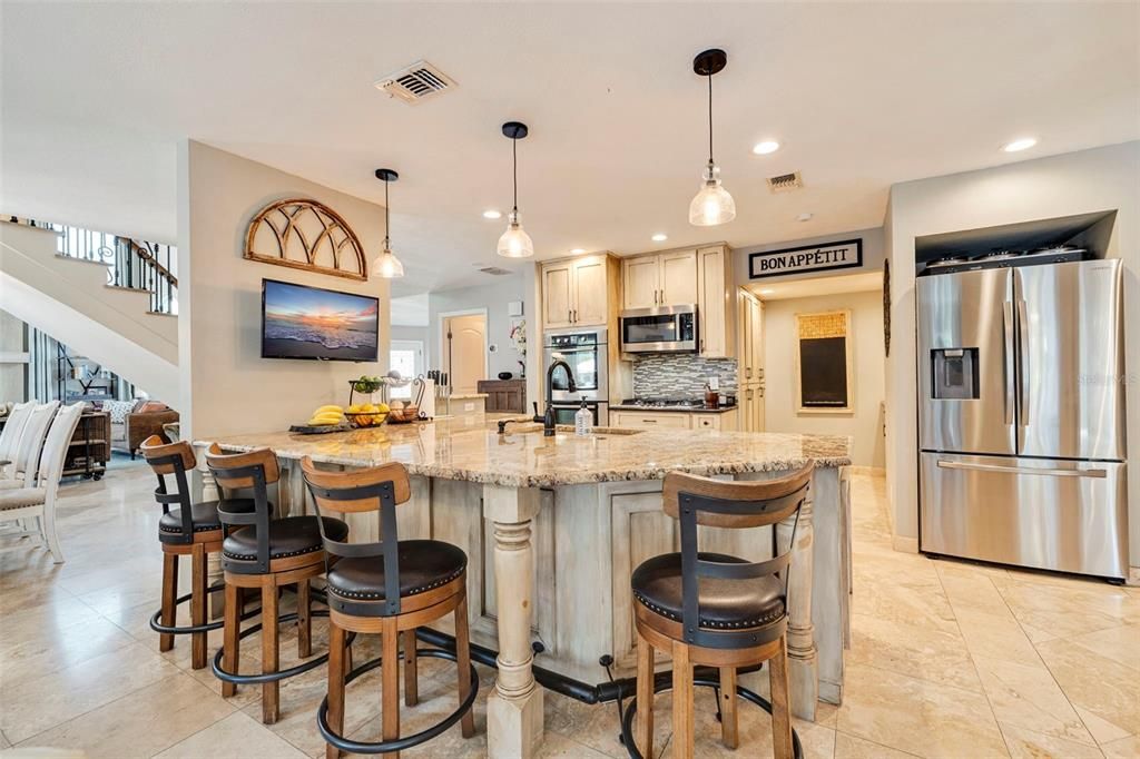 Kitchen island with ample sitting