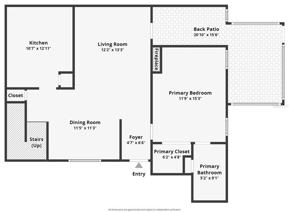 Downstairs Floor Plan, includes Primary Bedroom with Walk In Closet.