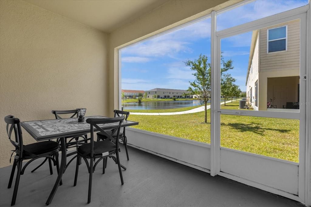 Back patio with water view