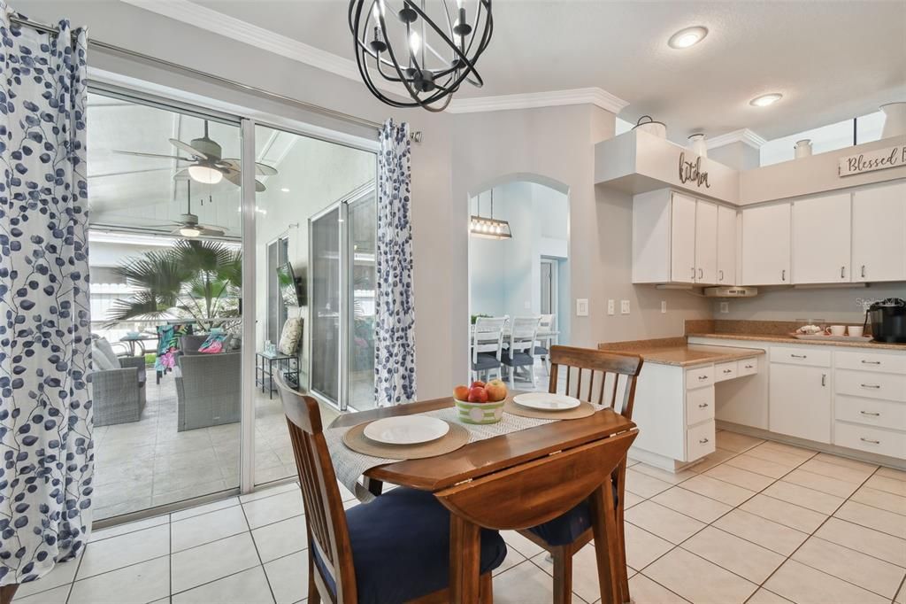 note the built-in desk area in the kitchen and the light fixtures to die for!