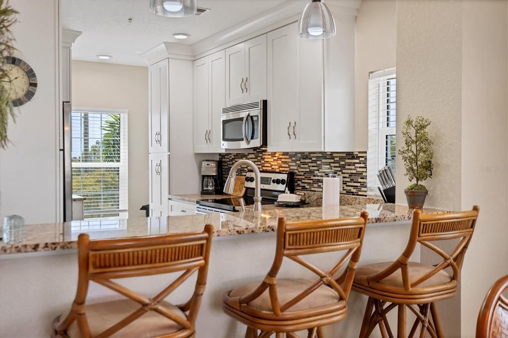 Breakfast Bar is highlighted with new pendant lighting